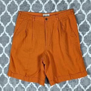 Banana Republic Safari Travel Shorts Men Size 35 Orange Linen Cotton Pleated